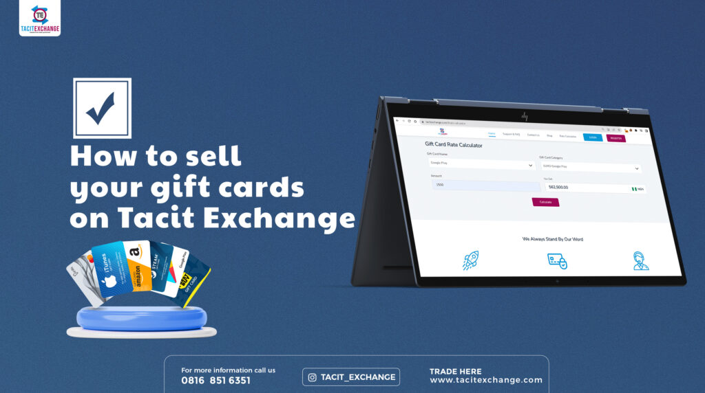 How to sell your gift card on Tacit Exchange